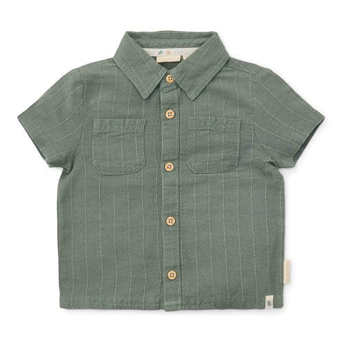 Linen Shirt Short Sleeve - Green - Forest Friends