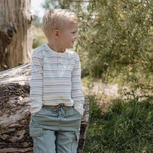 Shirt Long Sleeve - White - Forest Friends - Stripe