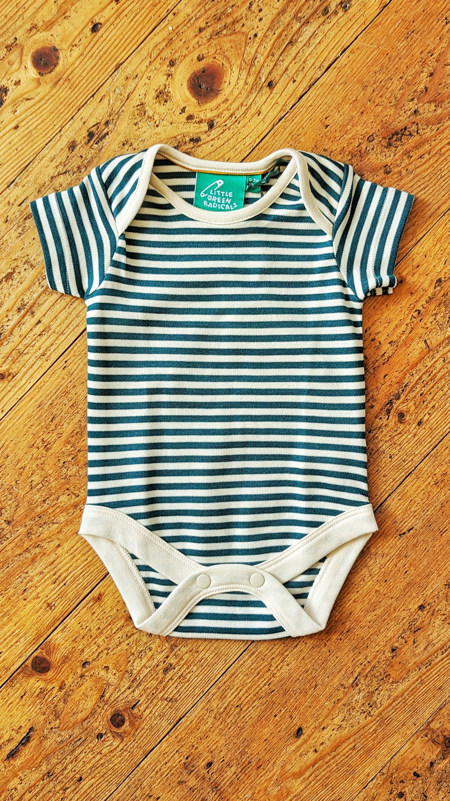 Forest Green Stripe Organic Baby Bodysuit