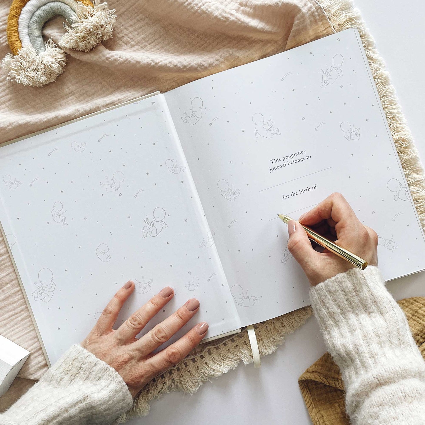 NEW - My Pregnancy Journal - White with Gilded Edges