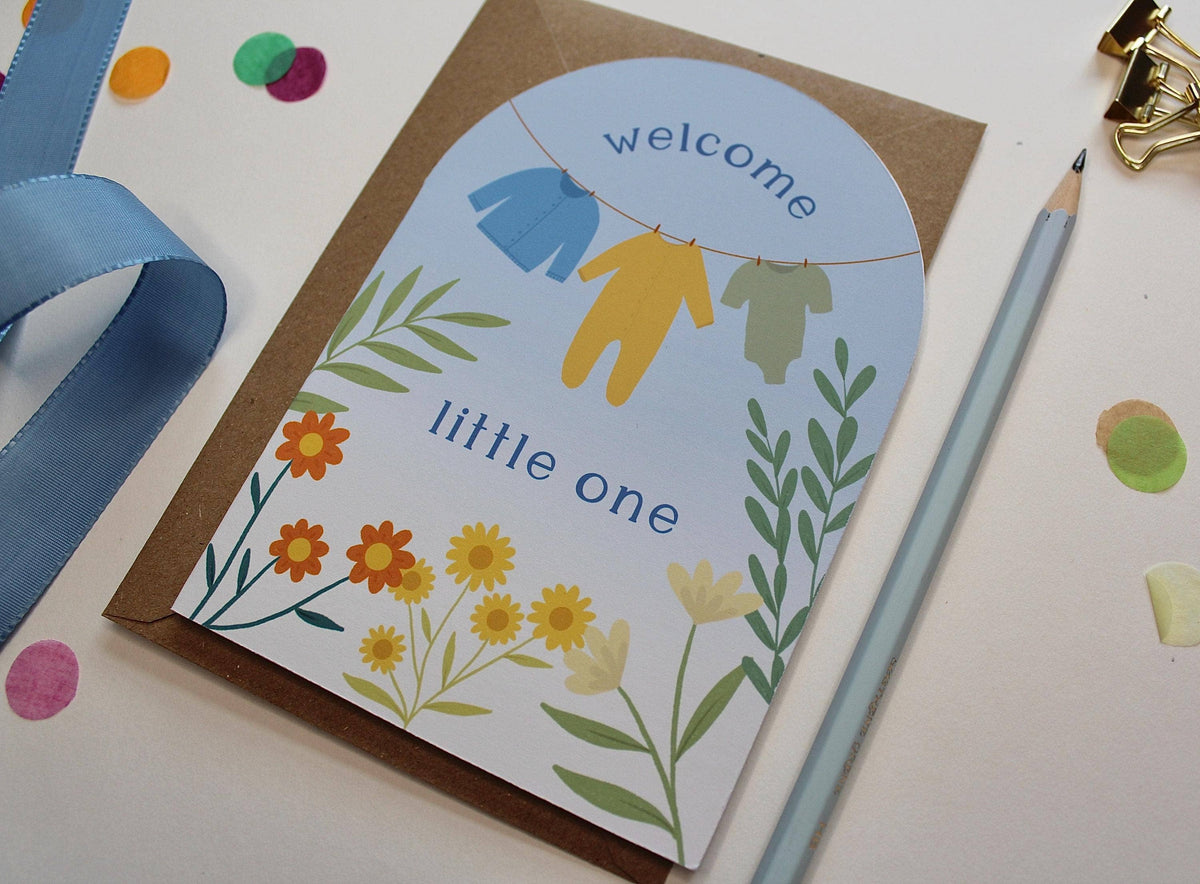 New Baby Boy Arch Card, Welcome Little One