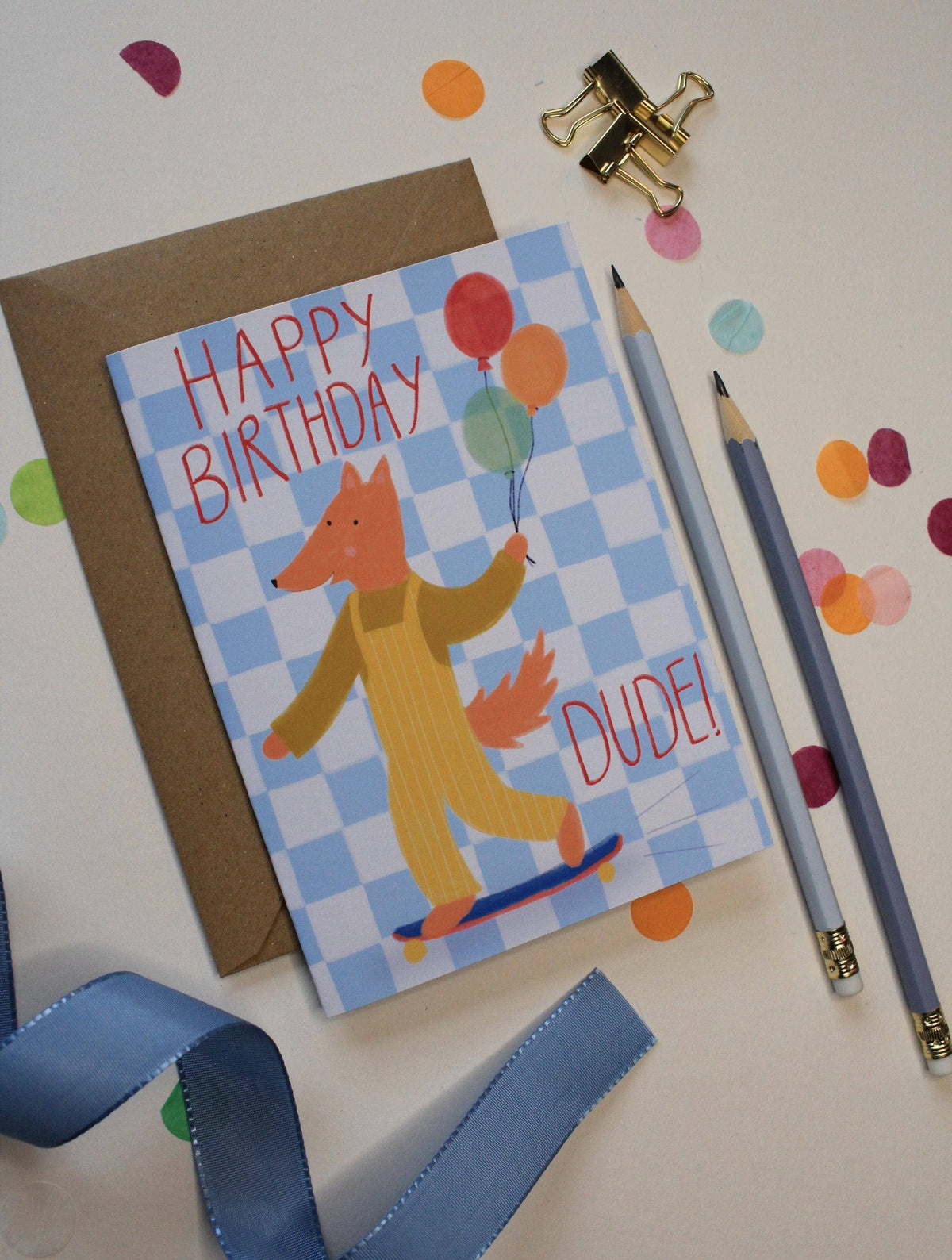 Fox Birthday Card for Boys – Happy Birthday Dude, Skateboard