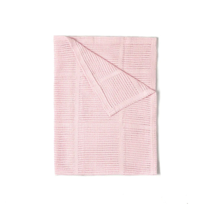 Soft Cotton Cellular Pram Blanket - Soft Pink
