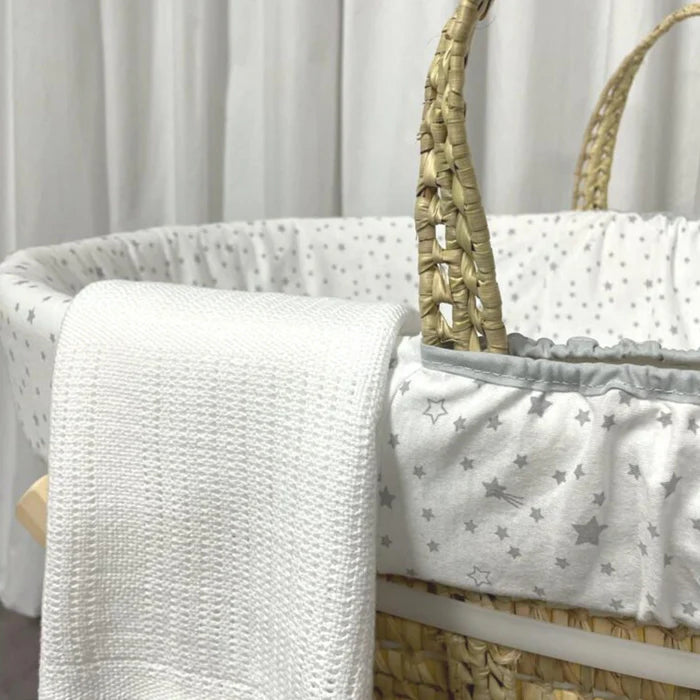 Soft Cotton Cellular Pram Blanket - Crisp White