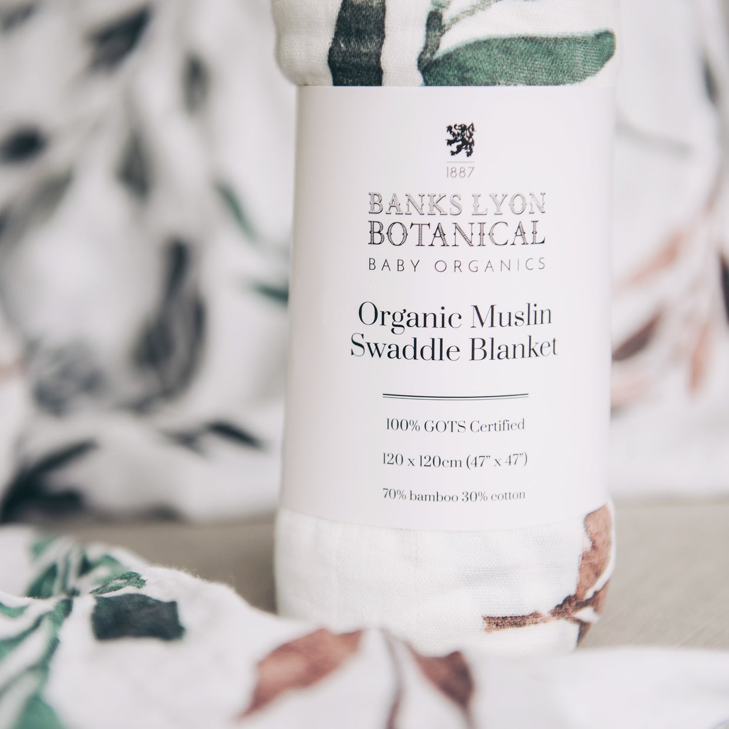 Bamboo Baby Swaddle Blanket, Botanical Print