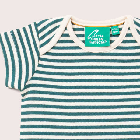 Forest Green Stripe Organic Baby Bodysuit