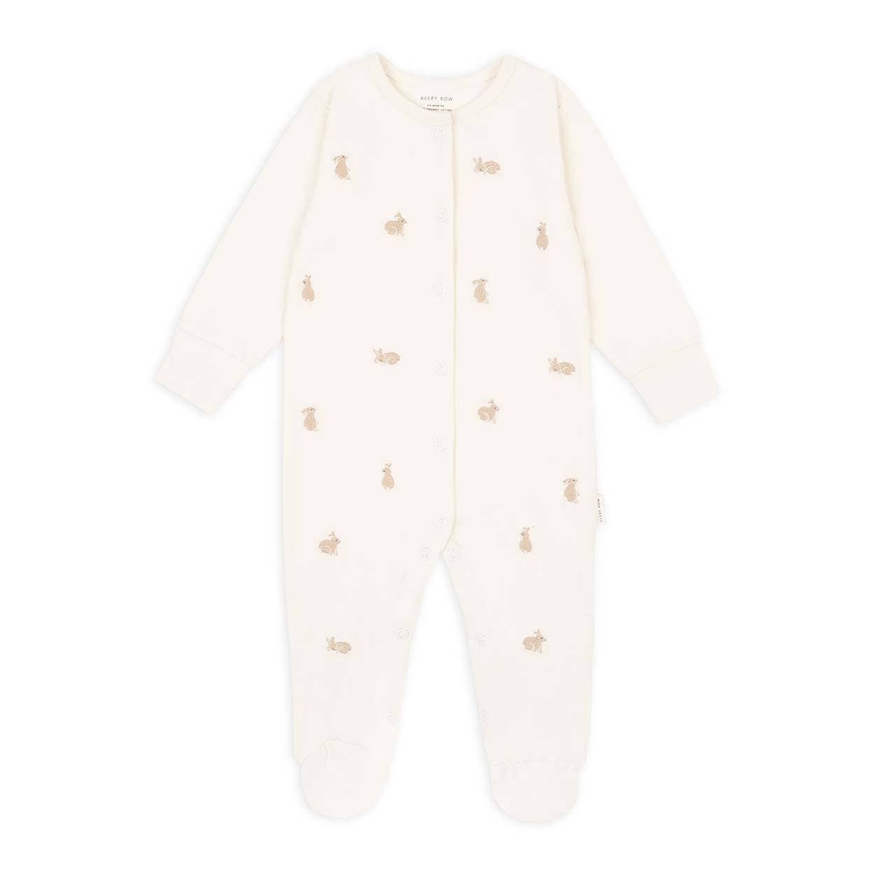 Embroidered Jersey Sleepsuit - Bunnies