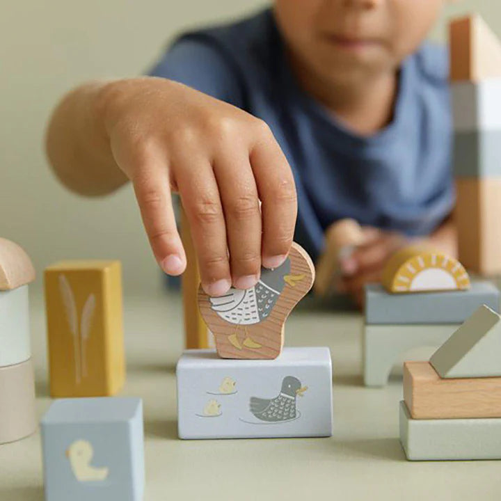Little Dutch Wooden Building Blocks - Blue - FSC
