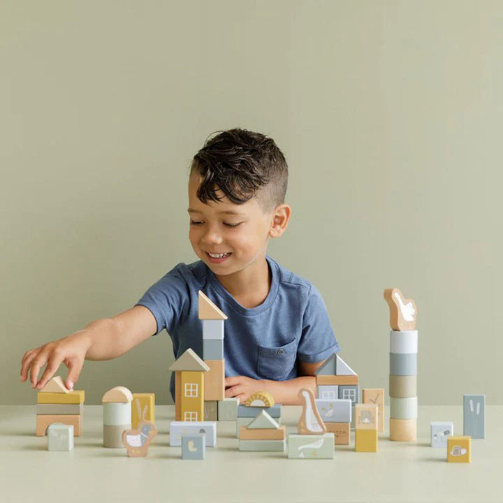 Little Dutch Wooden Building Blocks - Blue - FSC