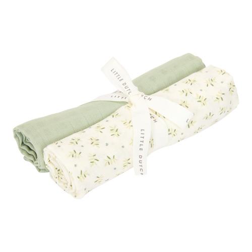 Little Dutch Muslin Swaddles 70 x 70 cm - Blueberry Leaves & Sage