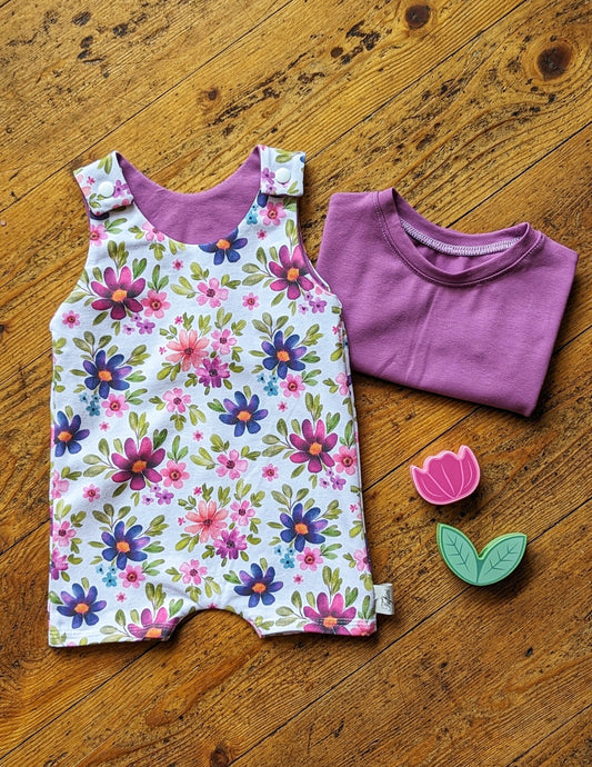 Organic Cotton Shortie Rompers - Cosmos