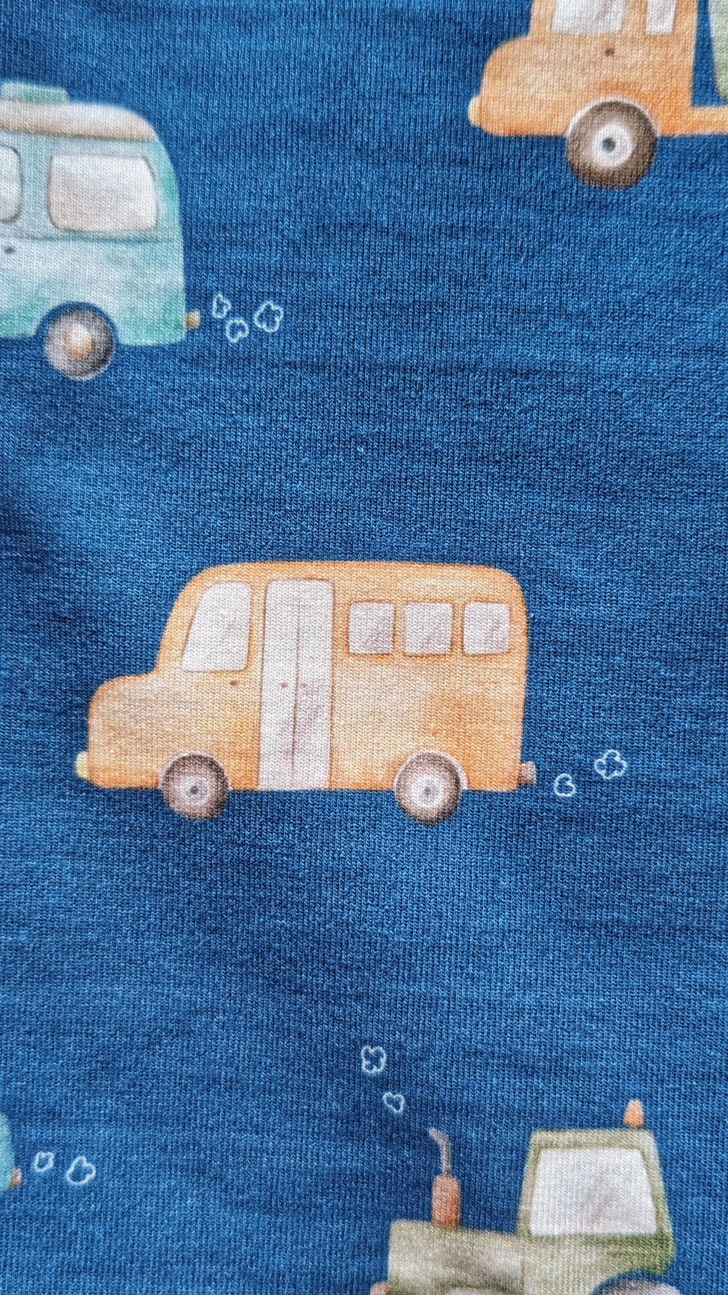 Organic Cotton Shortie Rompers - Blue Vehicles