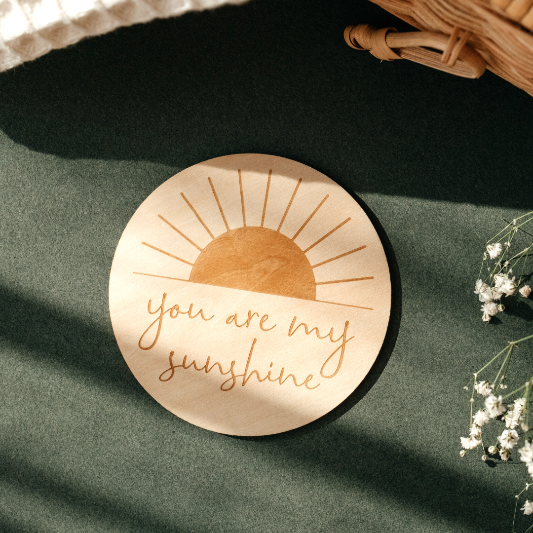 Baby Announcement Sunshine Engraved Sign Plaque Wooden