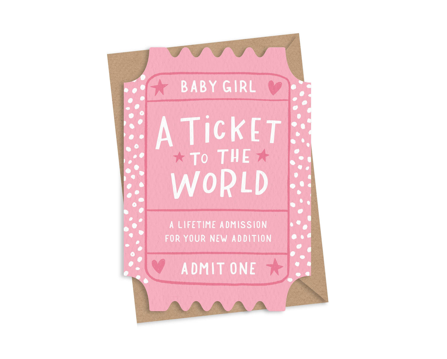 Ticket To The World Baby Girl Card