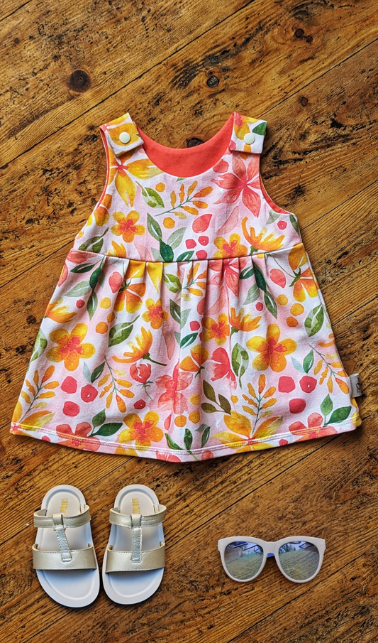 Organic Cotton Summer Dress - Watercolour Floral Print - Mango