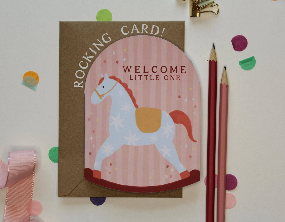 Rocking Horse Baby Card – Welcome Little One Card