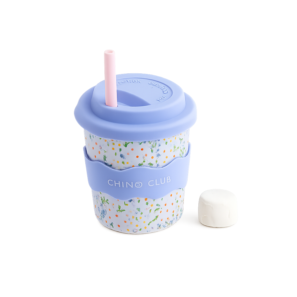 Blue Floral Chino Cup 8oz (STRAW INCLUDED)