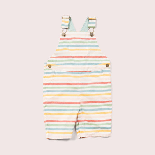 Rainbow Striped Dungaree Shorts