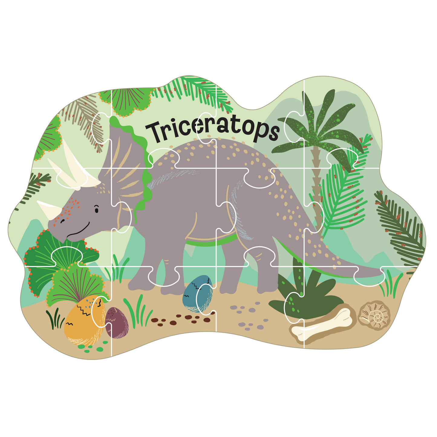 Dino 12pc Shaped Puzzle