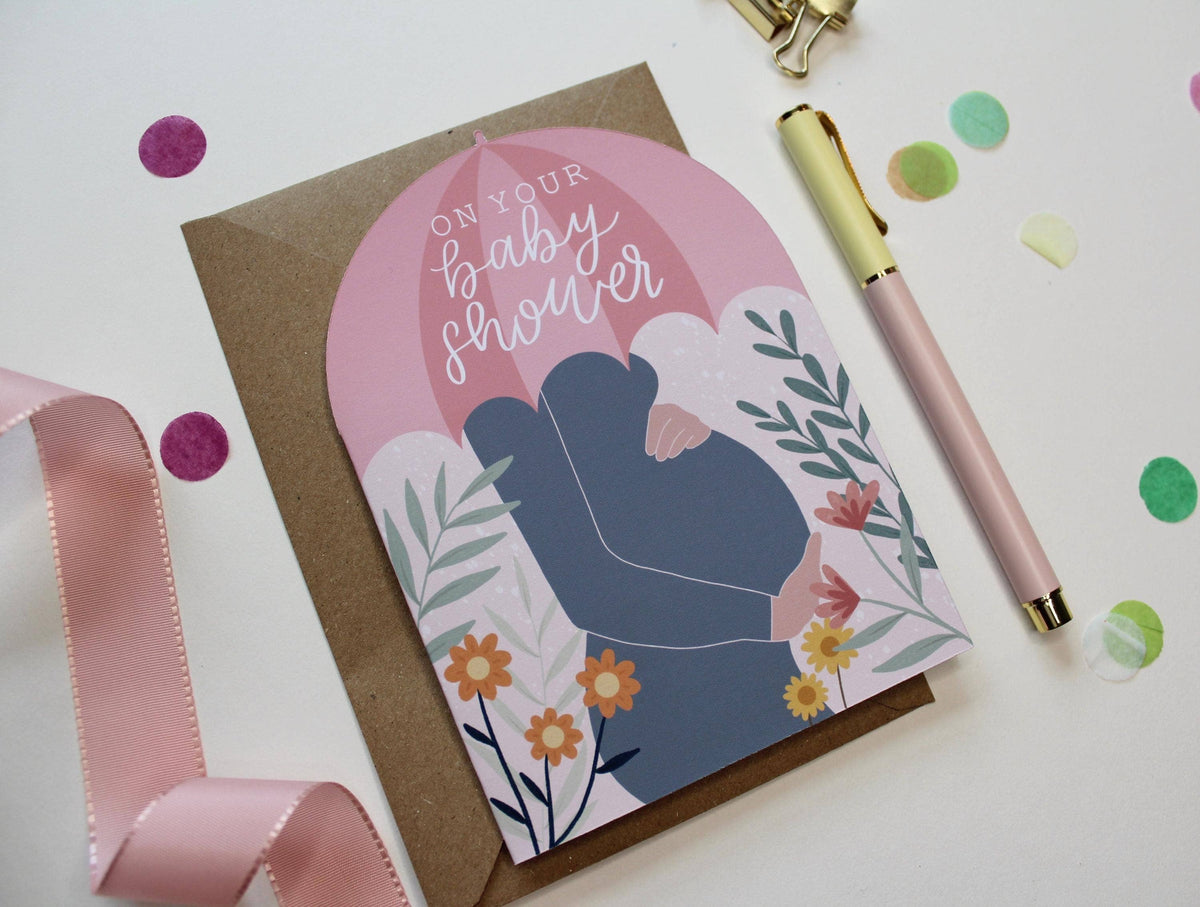 Botanical Baby Shower Card for Mum to Be, Arch Shape