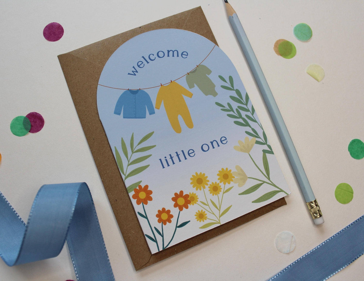 New Baby Boy Arch Card, Welcome Little One