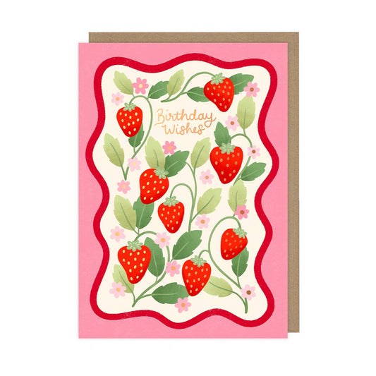 Strawberry Birthday Card, Luxury Foiled Spring Birthday Card