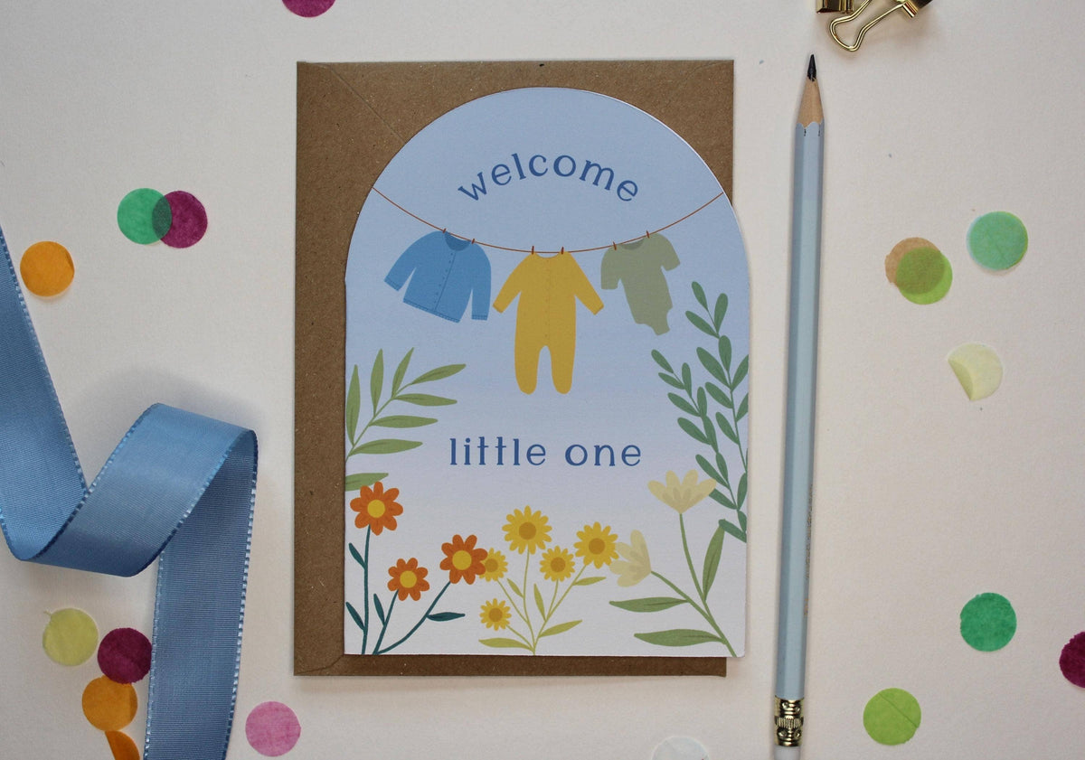 New Baby Boy Arch Card, Welcome Little One