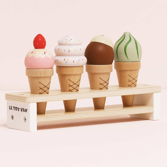 Wooden Ice Cream Cones Set