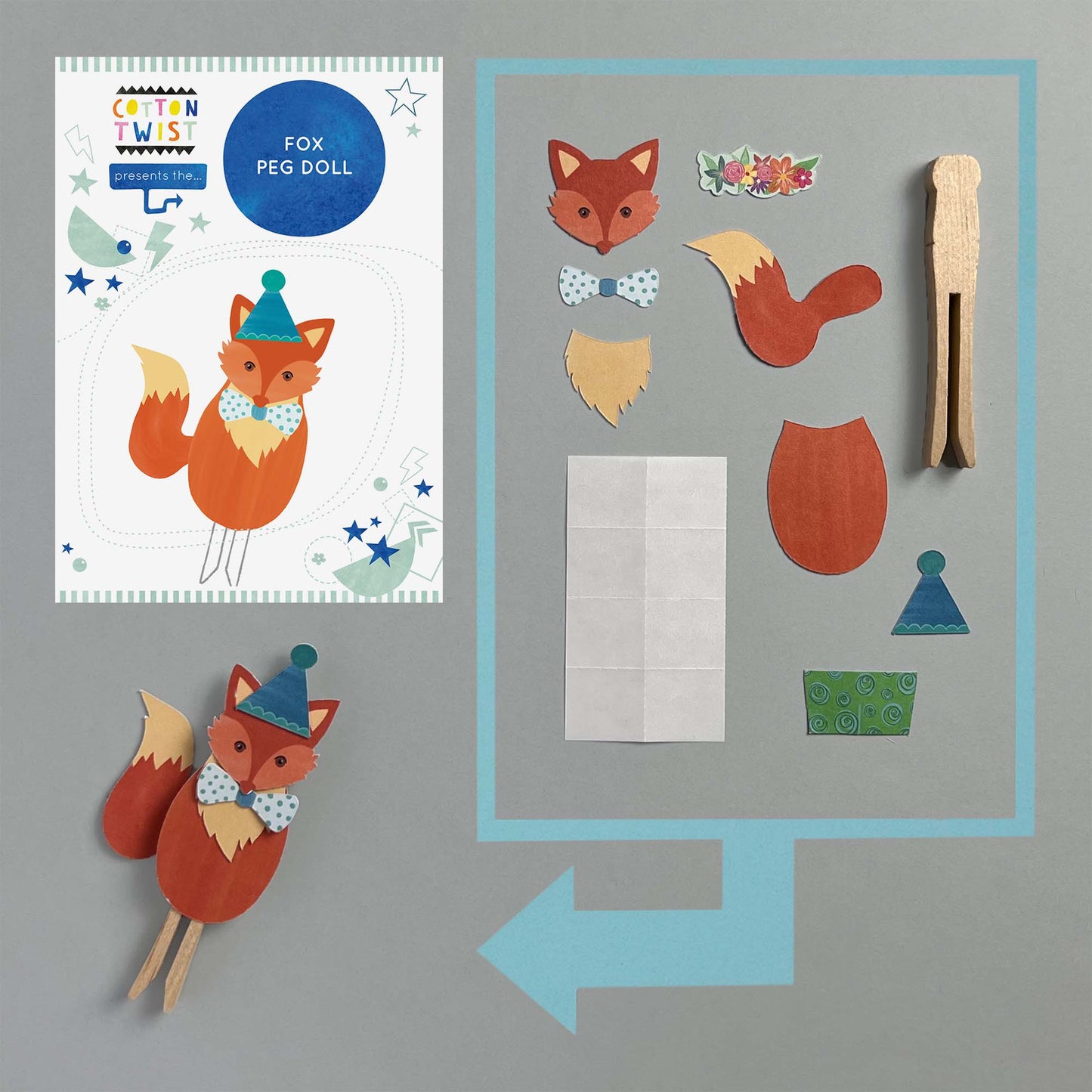 Make Your Own Fox Peg Doll Kit