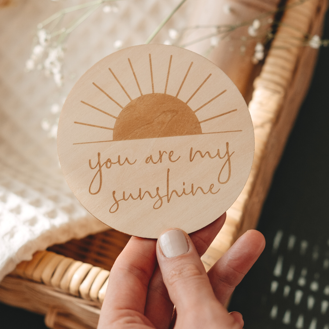 Baby Announcement Sunshine Engraved Sign Plaque Wooden