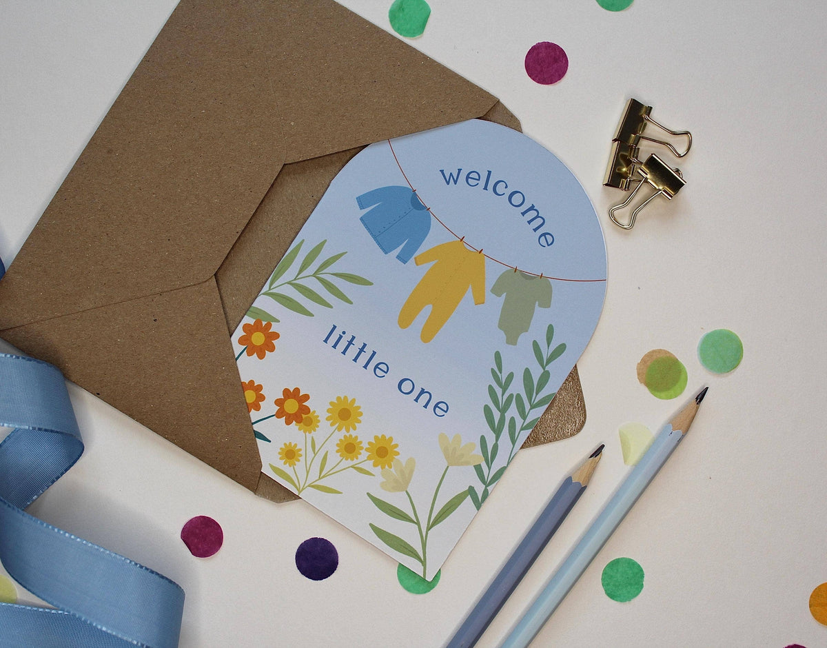 New Baby Boy Arch Card, Welcome Little One