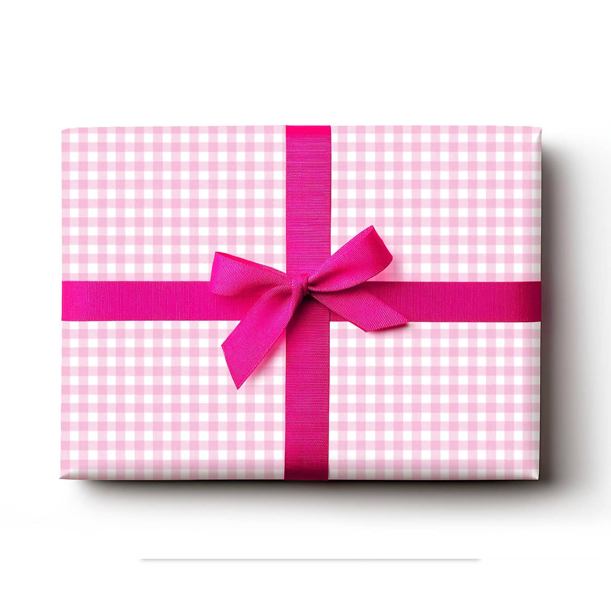 Pink Gingham Gift Wrap | Flat  Wrap | Quirky Illustration