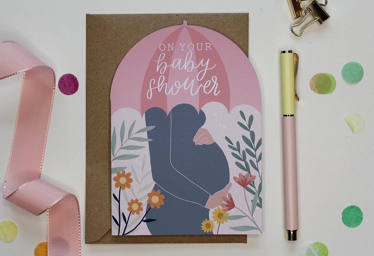 Botanical Baby Shower Card for Mum to Be, Arch Shape