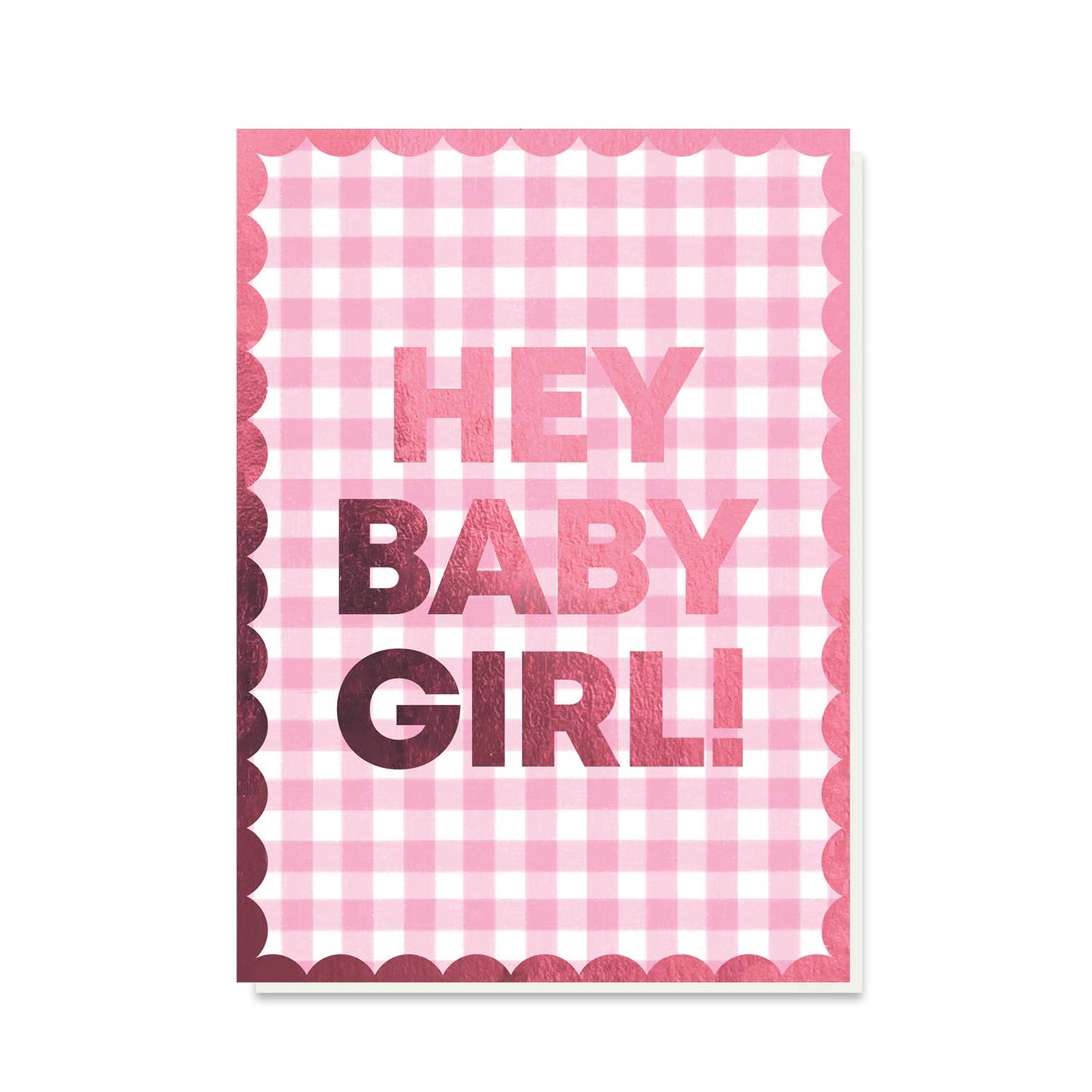 Pink Gingham Baby Girl Card | Foiled Cards | New Baby Cards