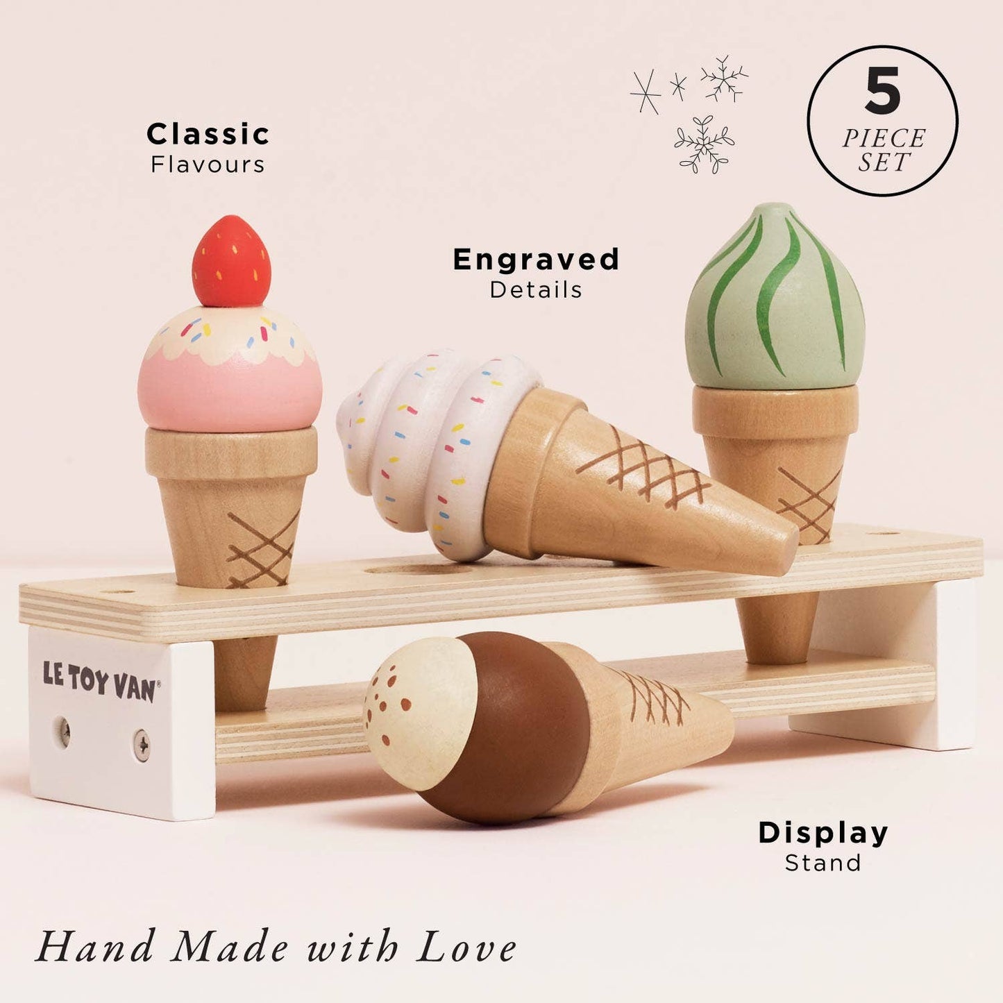 Wooden Ice Cream Cones Set