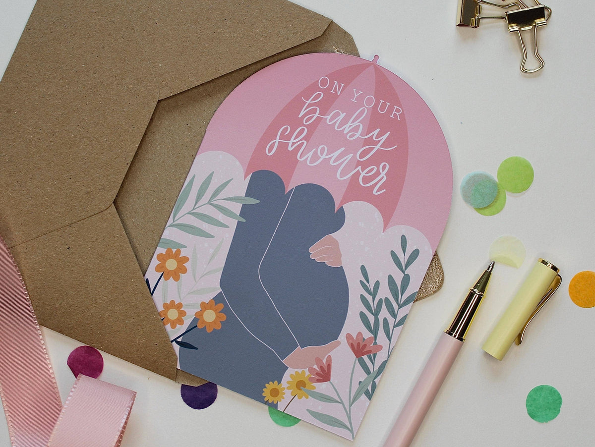 Botanical Baby Shower Card for Mum to Be, Arch Shape