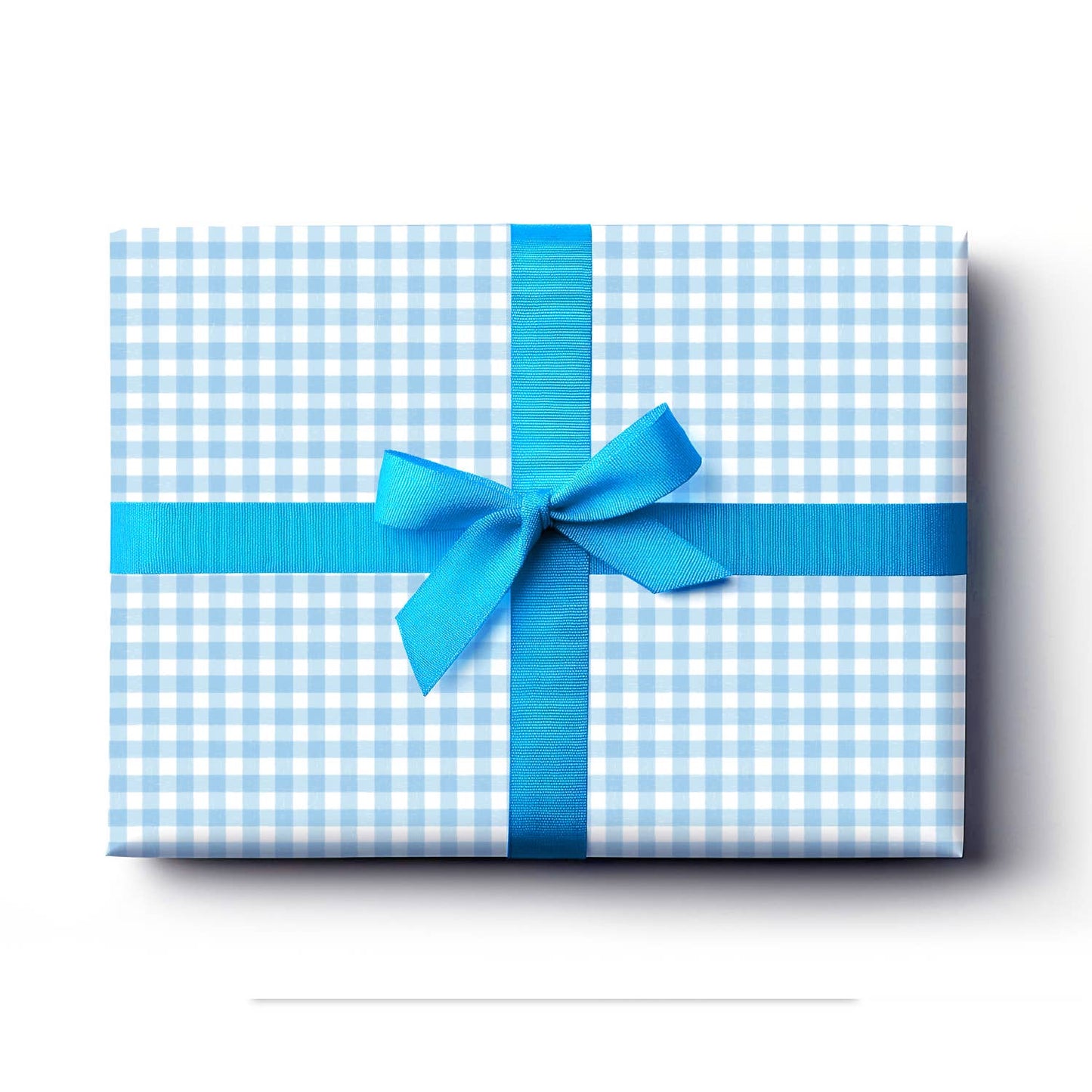 Blue Gingham Gift Wrap | Flat  Wrap | Quirky Illustration