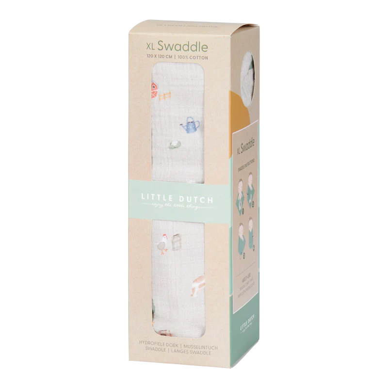 Swaddle 120 x 120 Muslin - Little Farm