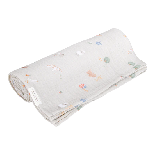 Swaddle 120 x 120 Muslin - Little Farm