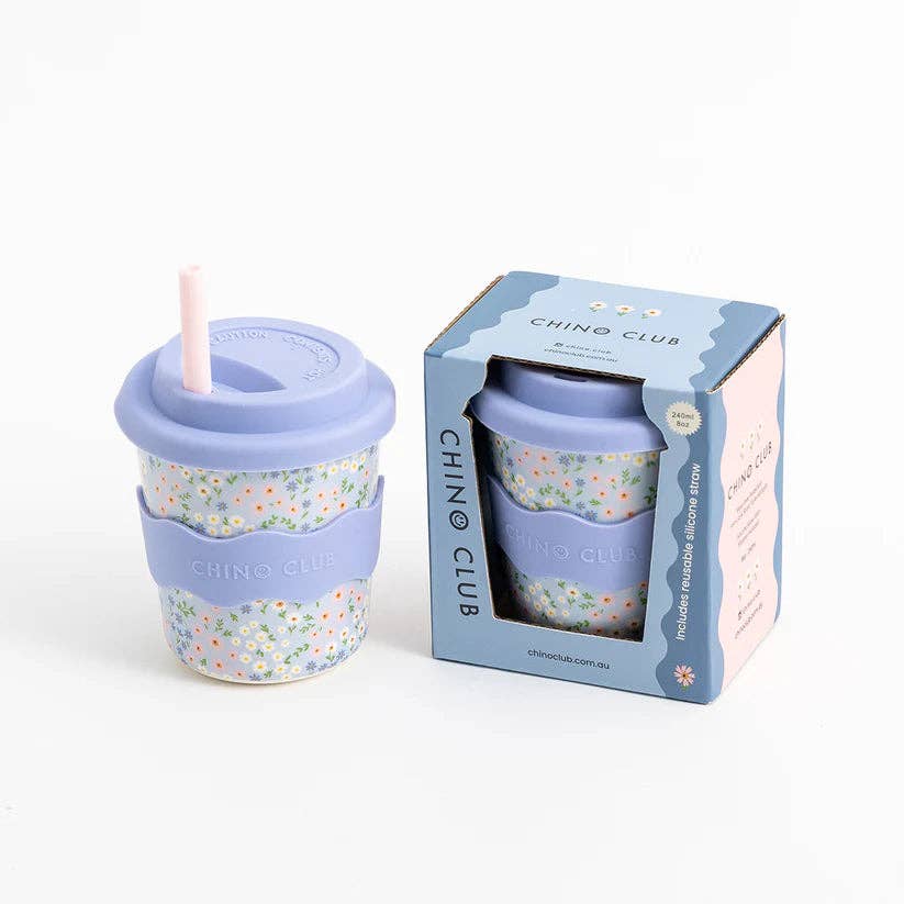 Blue Floral Chino Cup 8oz (STRAW INCLUDED)
