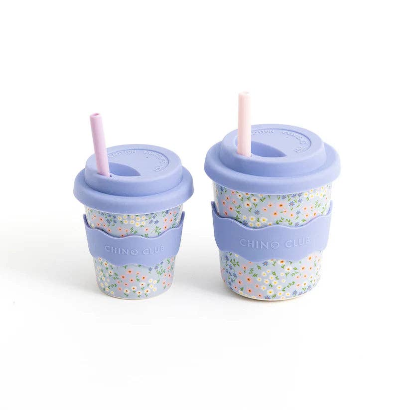 Blue Floral Chino Cup 8oz (STRAW INCLUDED)