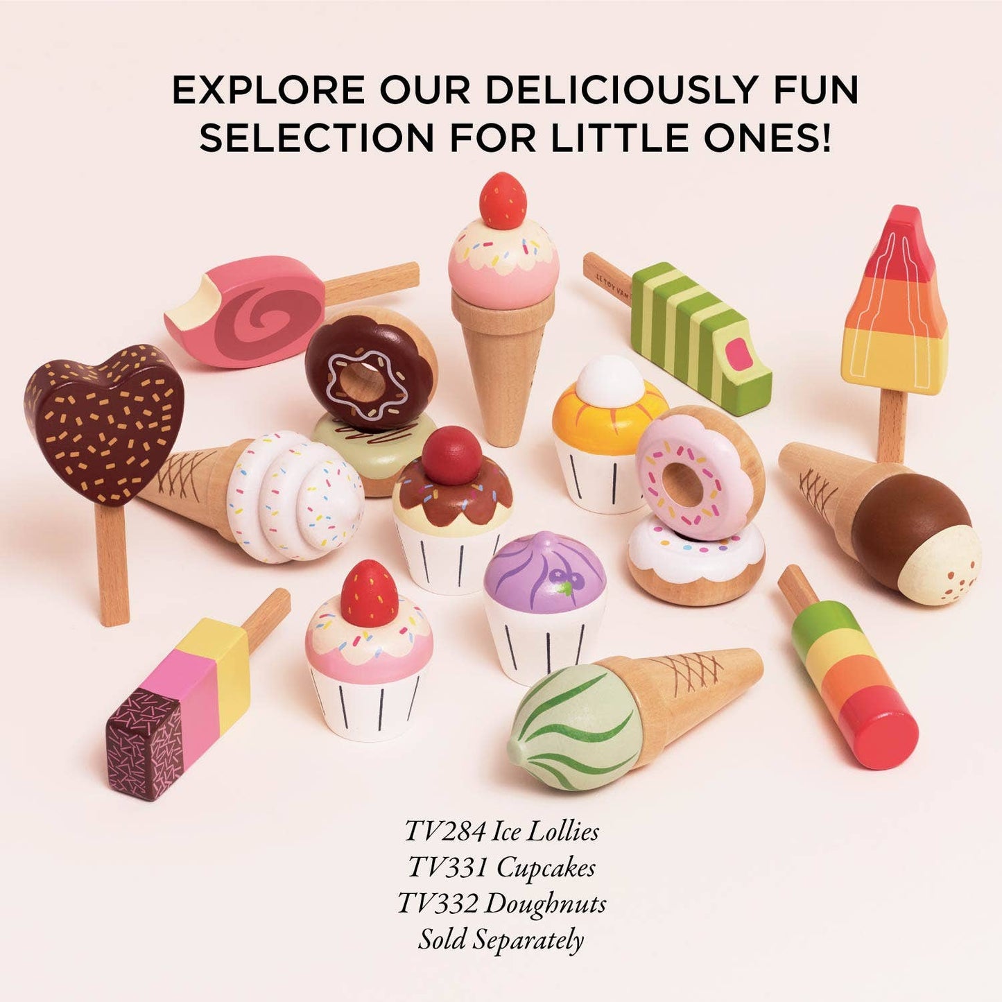 Wooden Ice Cream Cones Set