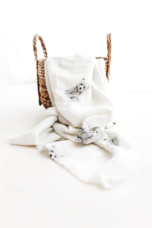 Teddy Bear Muslin blanket