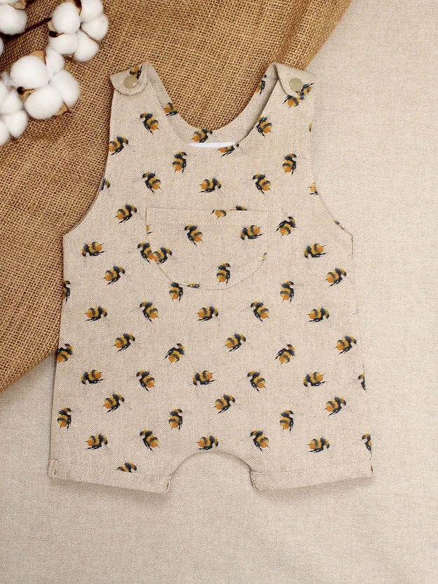 Bumble Bee Print Short Dungarees