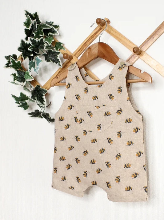 Bumble Bee Print Short Dungarees