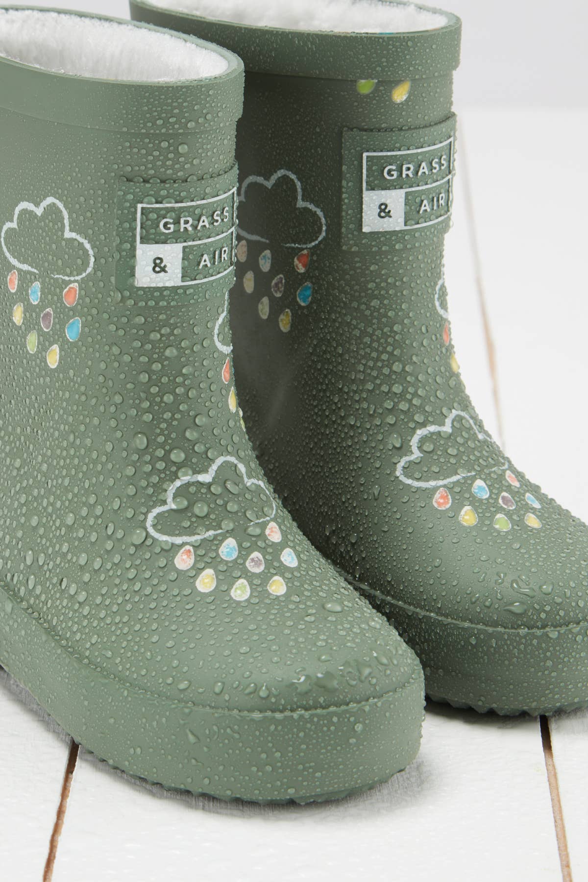 Khaki Green Colour-Changing Kids Wellies