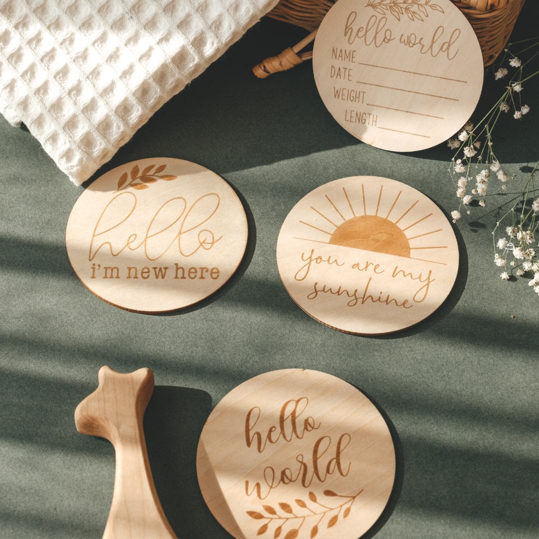 Baby Announcement Sunshine Engraved Sign Plaque Wooden