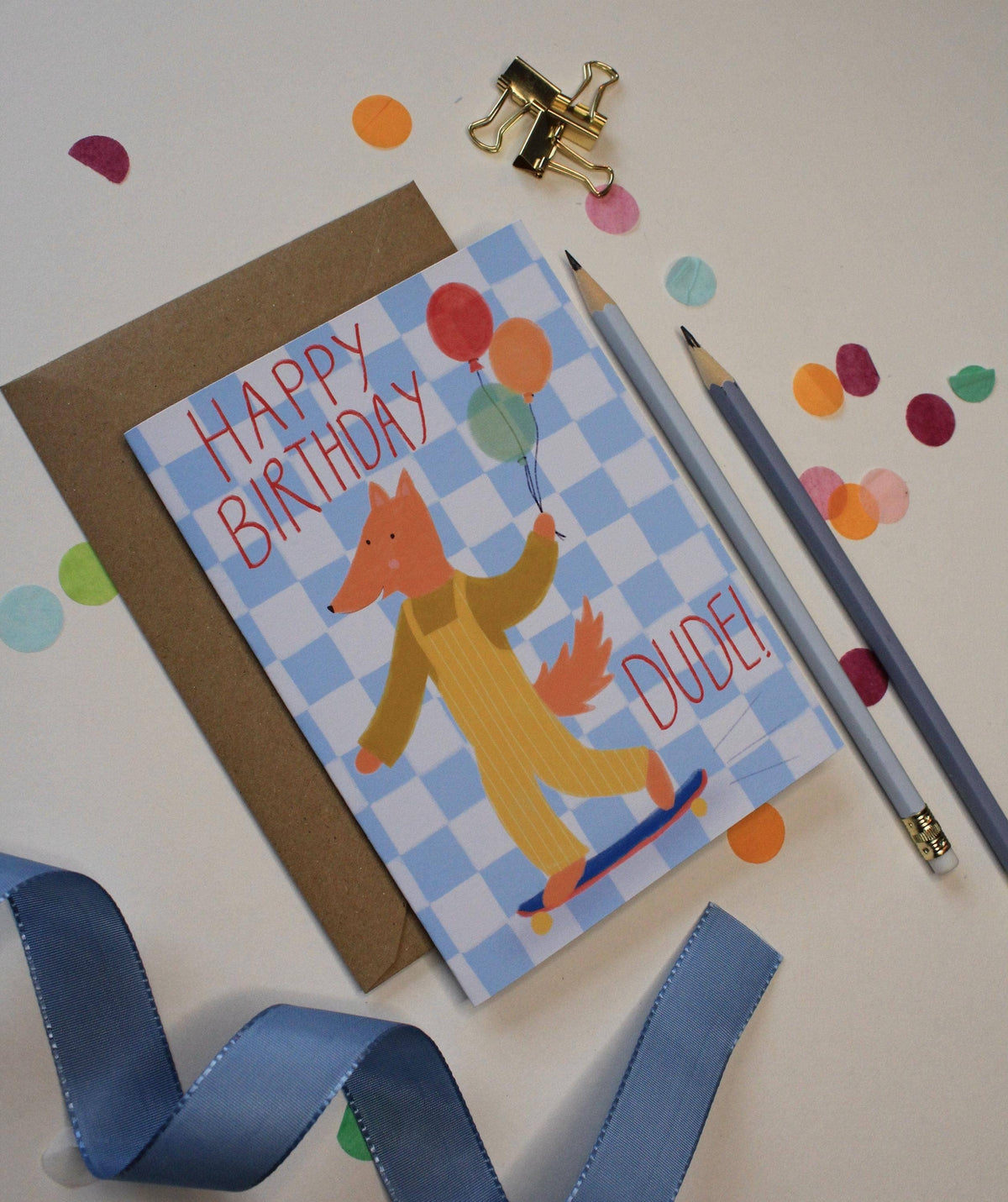 Fox Birthday Card for Boys – Happy Birthday Dude, Skateboard