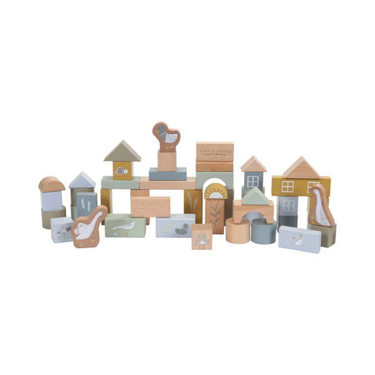 Little Dutch Wooden Building Blocks - Blue - FSC