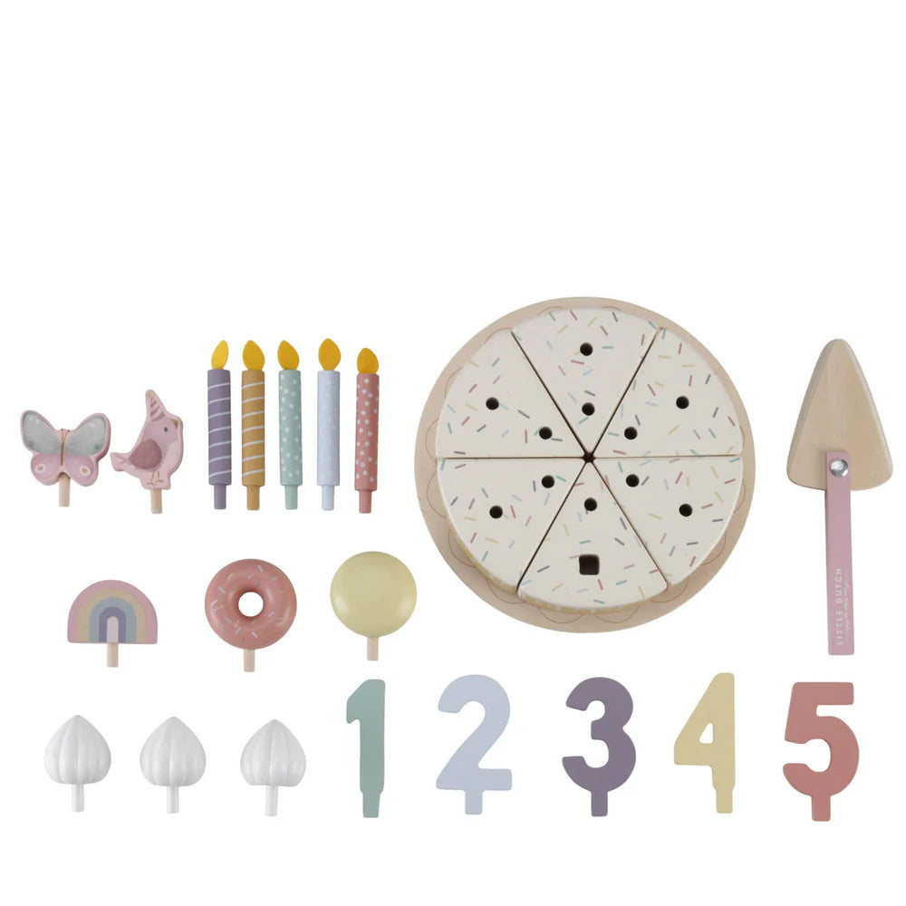 Wooden birthday cake FSC - pink